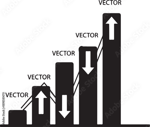 Up and Down Bar Graph Vector, Rising and Falling Business Chart Design, Financial Growth Decline Infographic, Editable Trend Statistics Graph for Reports, Presentations, Websites, Marketing and Brandi
