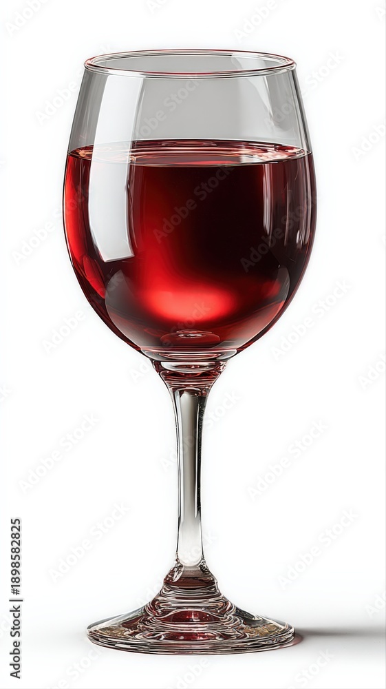 Obraz premium Elegant Glass of Red Wine Isolated on White Background for Beverage Industry and Lifestyle Concepts