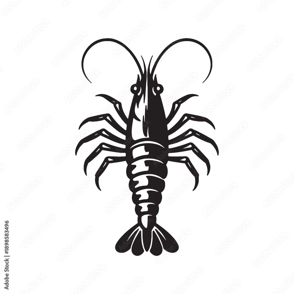 Obraz premium Black Lobster Silhouette Vector Illustration | Minimal Seafood Animal Icon Design