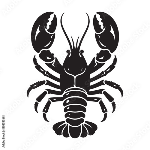 Black Lobster Silhouette Vector Illustration | Minimal Seafood Animal Icon Design