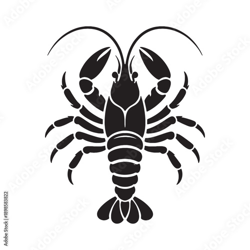 Black Lobster Silhouette Vector Illustration | Minimal Seafood Animal Icon Design