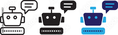 Robot assistant icon in filled, thin line, outline and stroke style. robot icons vector. Futuristic cute help bots in minimalistic style