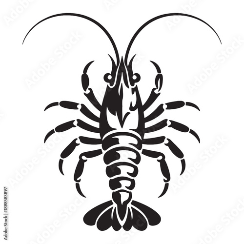 Black Lobster Silhouette Vector Illustration | Minimal Seafood Animal Icon Design