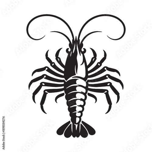 Black Lobster Silhouette Vector Illustration | Minimal Seafood Animal Icon Design