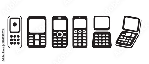 Evolution of Mobile Phones. From Vintage to Modern Flip Phone, Isolated on White Background.