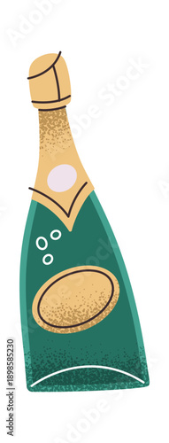 Bottle of champagne sticker design
