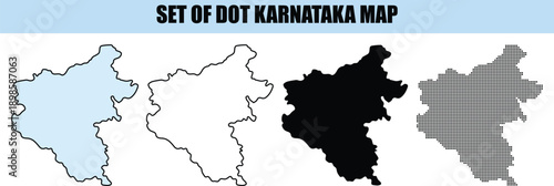 Karnataka Map Set Dot Outline Colorful white background