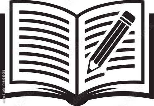 Open Book with Pencil Across Lined Pages — Ideal for Educational Editorials, Study Materials, and Academic Writing or Note-Taking Visual Themes