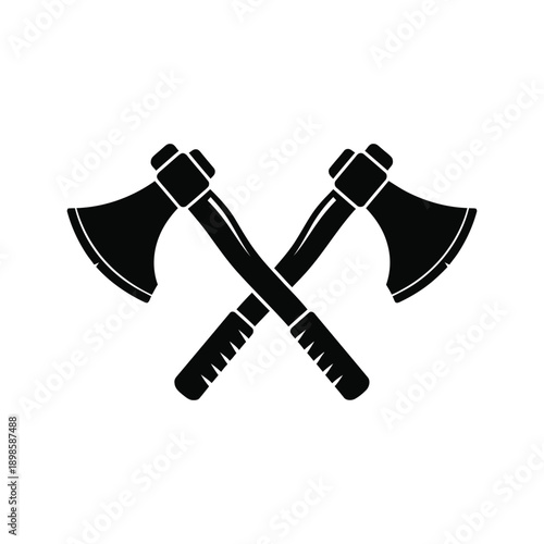 Graphic black crossed axes symbol on white background