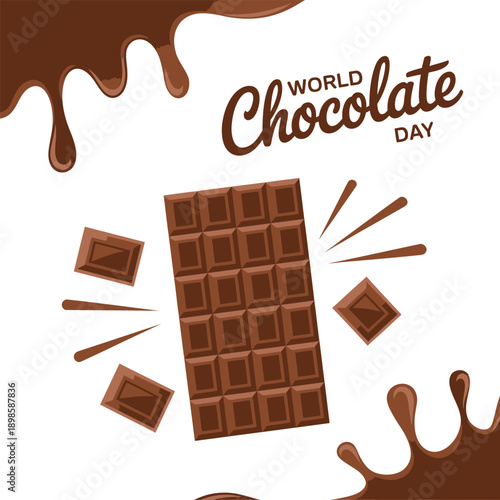 World Chocolate Day celebration with chocolate bar and pieces on transparent background .