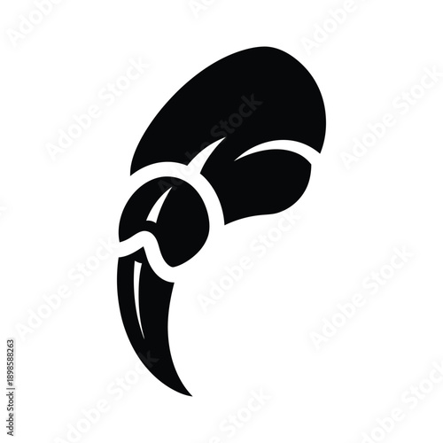 Stylized Black Graphic Claw or Talon Silhouette on White Background