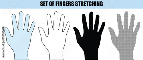 Fingers Stretching Hand Silhouettes white background