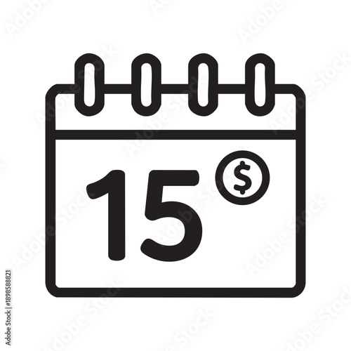 Icon of a calendar marking the 15th with a dollar sign