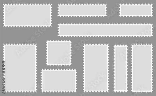 Postal stamp frame icons. Envelope and mail tracking sign. Logistics and Courier Icons. Postal seal and stamp symbol. Facility management and office signs
