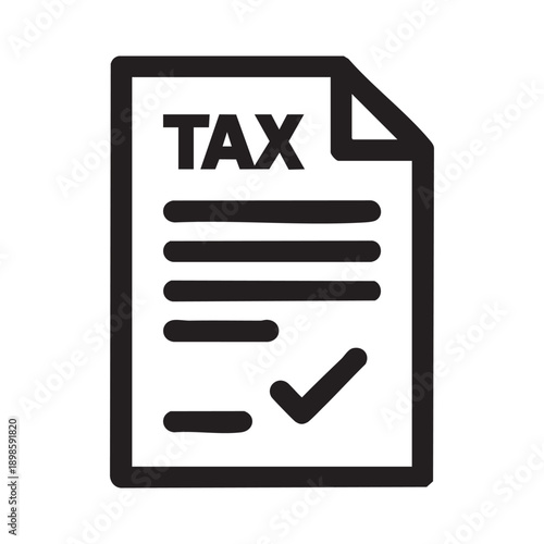 A tax form with a checkmark on a white background