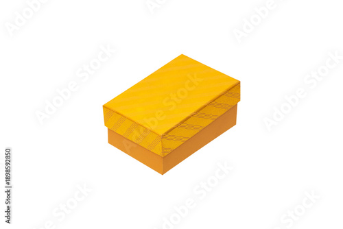 A Gold Gift Box is Isolated White Background Cutout