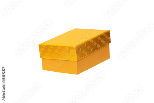 A Gold Gift Box is Isolated White Background Cutout
