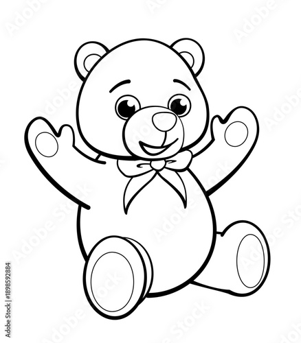 classic cute cuddly teddy bear sitting line drawing for coloring activity book vector image isolated ion transparent background