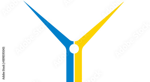 Abstract Y Letter Logo Design. Blue and Yellow Geometric Icon Representing Connection, Division, or Support. Minimalist Vector Symbol.