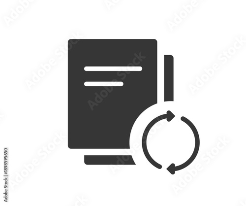 Synchronization document file update icon vector bold solid pictogram, data refresh reload interface ui sign symbol, backup connection or synch exchange process image black white
