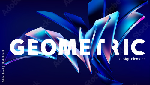 Abstract vector background of 3D squares and rectangles.. Transparent iridescent geometric shapes for poster and presentation design.