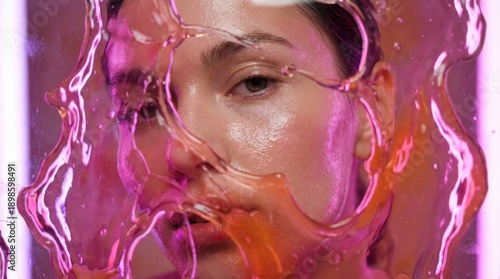 Abstract portrait with liquid texture