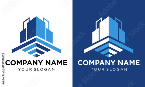 Corporate Identity Logo Template on White and Black Backgrounds Featuring Abstract Bar Graph Elements
