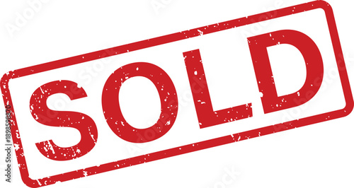 A bold red rectangular stamp clearly presents the word SOLD on a simple white background
