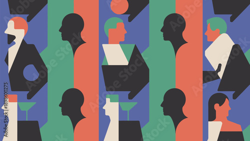 Diverse group of people communicating in modern office setting