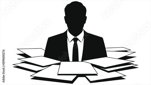 Overwhelmed Businessperson Drowning in Paperwork and Stressed Professional Buried Under Documents and Administrative Tasks in Office Workplace, Concept of Burnout, Workload and Deadline Pressure