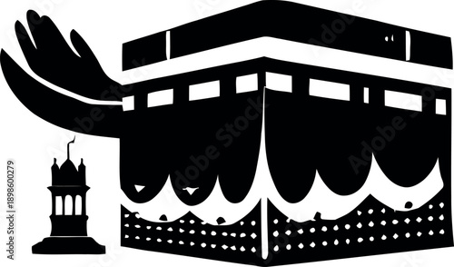 Kaba Al masjidul haram vector art silhouette illustration black and white