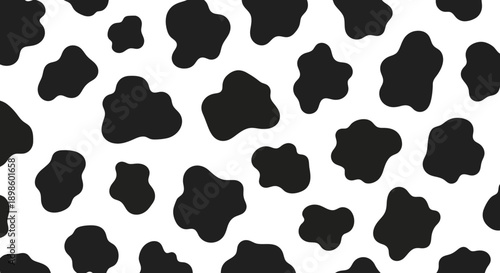 Seamless Black and White Cow Print Pattern.
