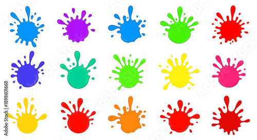 Vibrant Colorful Paint Splatters and Ink Blots Collection.