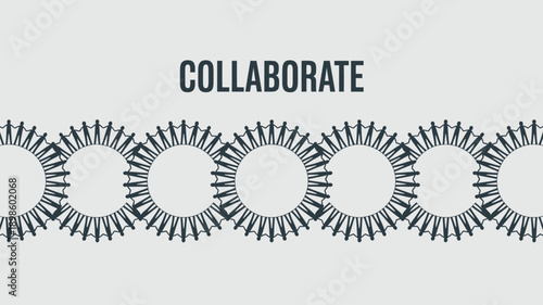 Stunning teamwork illustration with people collaborating in circles