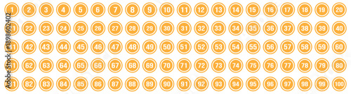 Vector illustration of 100 black location pin icons with numbers from 1 to 100. Bullet point number icons collection. Numeral typographic line and flat icons set.  simple bullet point number icon set.