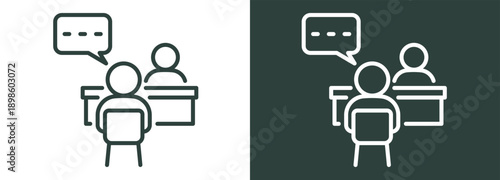 Client Meeting Icon White and Black Style Of