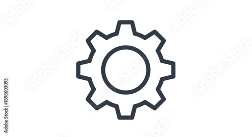 A black gear icon for industrial or mechanical concepts