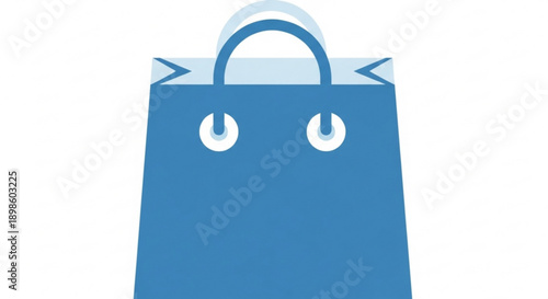 A blue shopping bag with a handle and two circular holes on the front