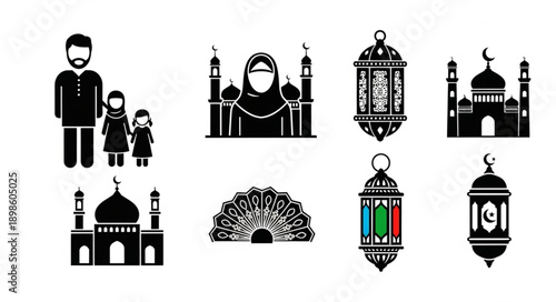 Islamic cultural symbols and figures collection.