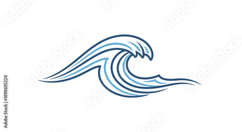 Minimalist blue wave design on white background ideal for branding and abstract concepts