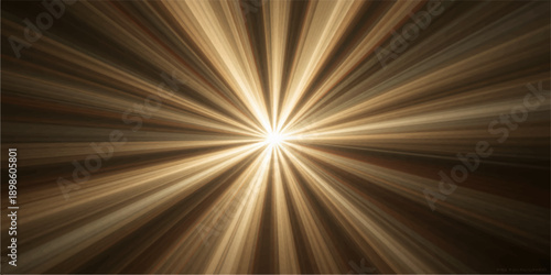 A vibrant abstract light burst featuring golden rays and a bright energy glow creates a motion blur explosion against a blue space sky backdrop for a modern wallpaper design