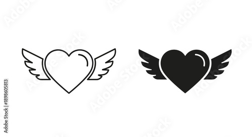 Heart with Wings Icon - Symbolizing Love, Freedom, and Romance for Valentine's Day and Beyond