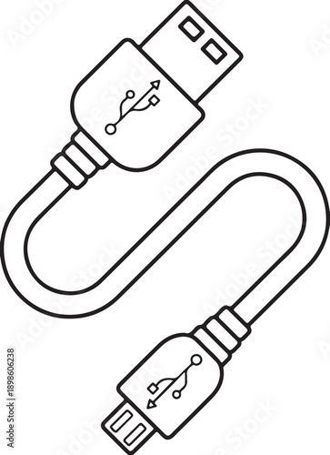 A cartoon vector illustration set of a metal usb flash drive symbol and sharp knife tool design object drawn like a pen and pencil art drawing