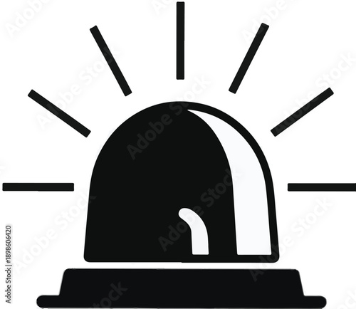 Silhouette of a Flashing Warning Light on White Background alarm siren