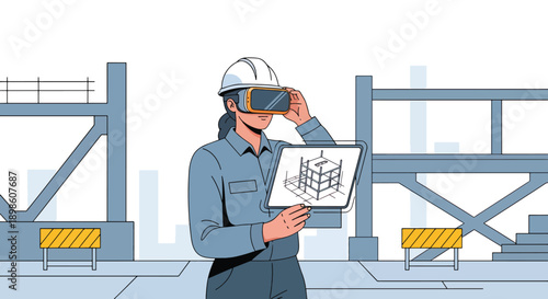 Engineering and Construction Technology Concept – Professionals Using Virtual Reality for Planning and Supervision