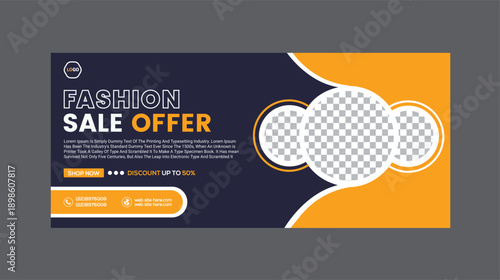 fashion sale offer template with modern design and discount up to 50 percent