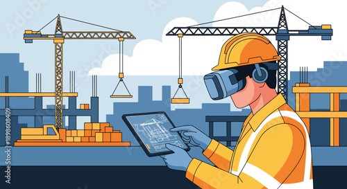 Engineering and Construction Technology Concept – Professionals Using Virtual Reality for Planning and Supervision