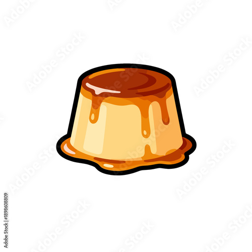 [Vector EPS]A delicious caramel custard pudding with smooth texture