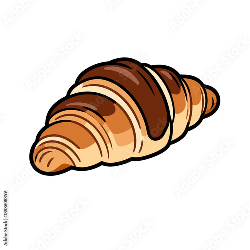 [Vector EPS]Delicious chocolate filled croissant for breakfast or snack