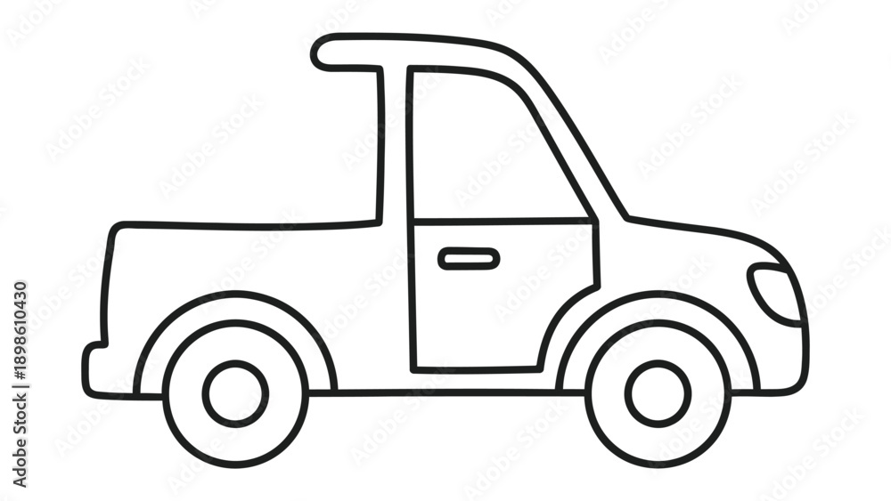 Fototapeta premium Pickup Truck Illustration: Clean outline of a modern pickup truck, showcasing its design and structure. Perfect for design projects or educational materials.